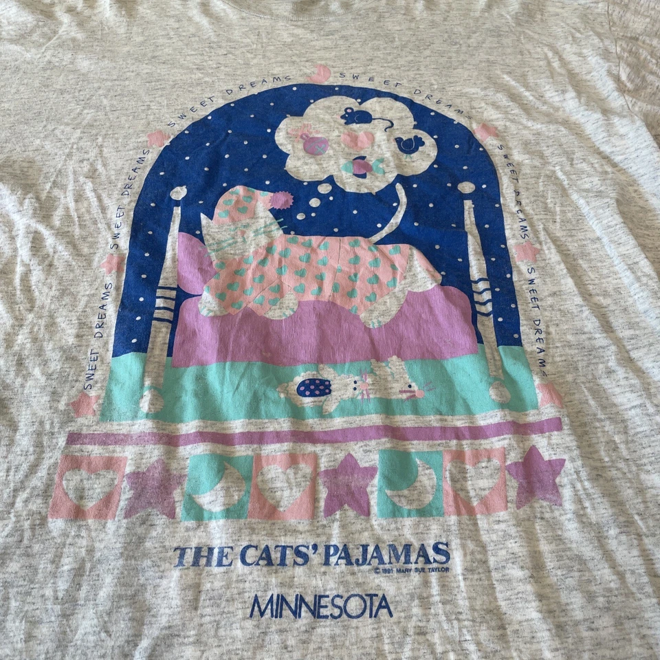 Vintage 1991 The Cats Pajamas Sleep Shirt OSFA Minnesota  - Image 2 of 4