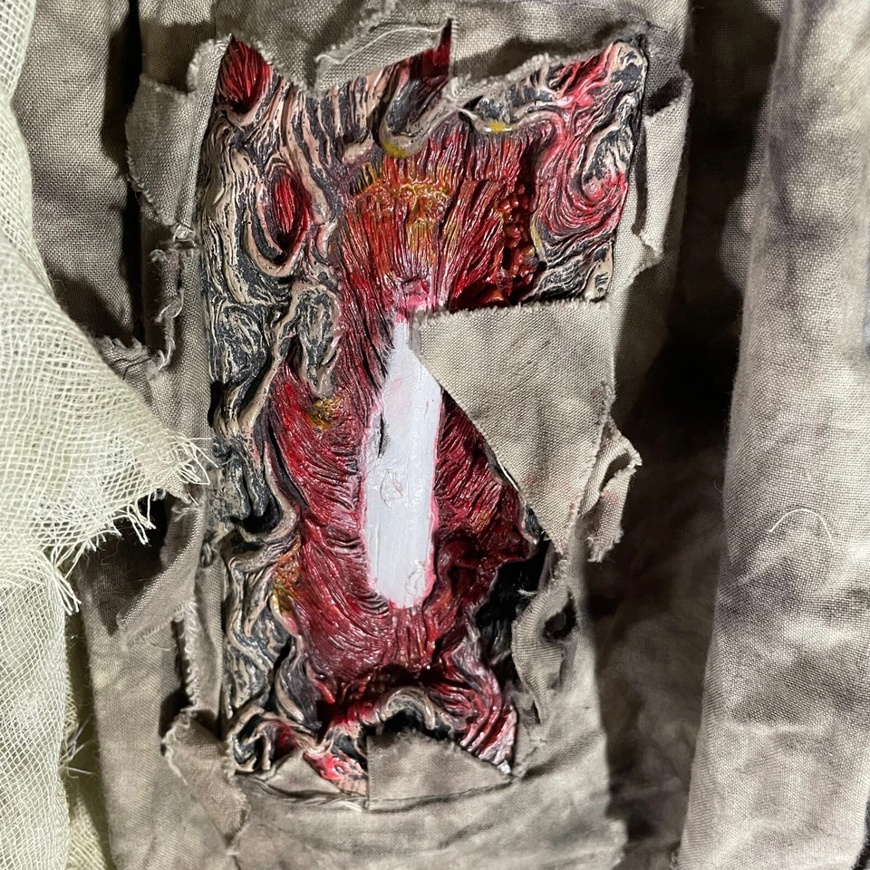 Disfraz de Zombi Niño Talla Grande 12-14 Pantalones Gasa Cortina y Sombrero de copa Huesos Expuestos Foto 4 de 4