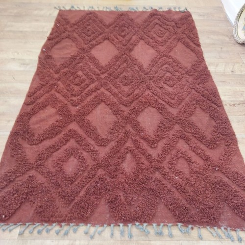 Moroccan Azilal Handmade Berber Rug 5'x8'2 Tribal Striped Brown Wool Hallway - Picture 4 of 10