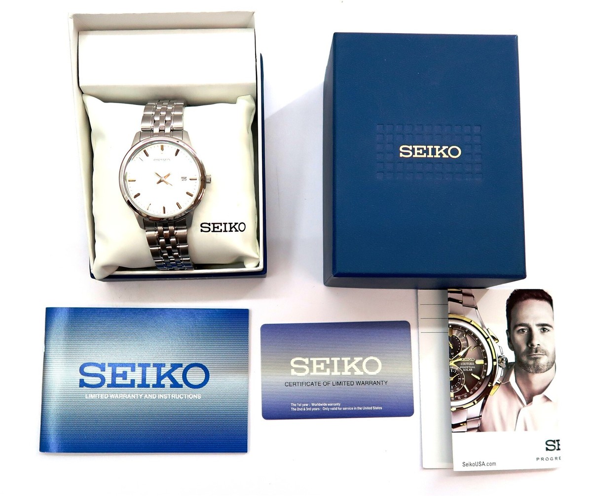 New SEIKO Mens Watch SUR091 with Box, Papers & NEW BATTERY 6N42