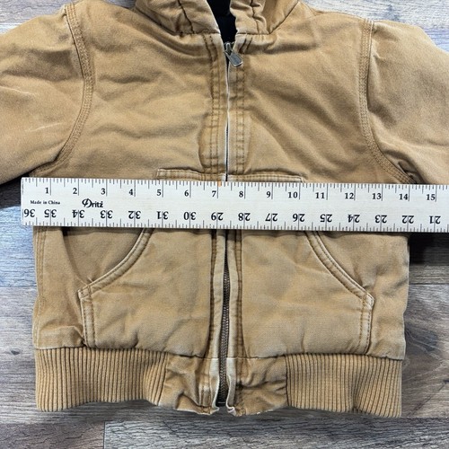 Carhartt Kids Size 4T Distressed Duck Canvas Hooded Jacket Coat Youth SPOTS - Picture 10 of 13