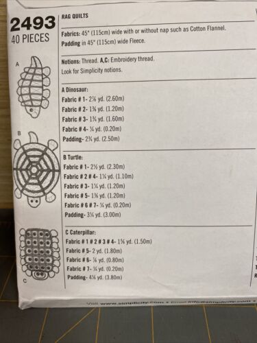 Simplicity 2493 Rag Quilt Animal Patterns NEW - Picture 3 of 5