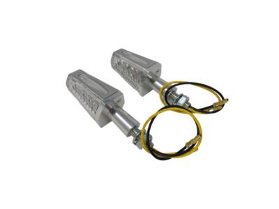 Highway Hawk Turn Signal Set LED ''Coffin Style'' in Chrome E-Marker M8 (2pcs)