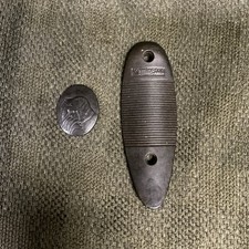 Vintage Remington Shotgun Black Plastic Buttplate And Grip Cap