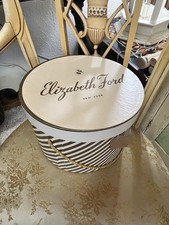 Vintage Hat Box c 1940s Elizabeth Ford Striped 10  Box ONLY NO Hat