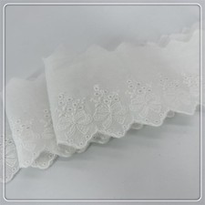 5Yard 2.76'' Wide Cotton Lace Trim, Floral Embroidered Lace Trim Eyelet Fabric f