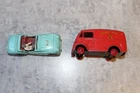 2 VINTAGE DINKY TOY TRIUMPH TR 2 & ROYAL MAIL TRUCK FOR PARTS