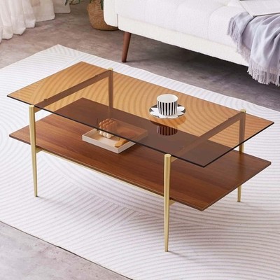 Rectangle Coffee Table, Mid-Century Modern Design, L41 W21 X H17, for Living Roo