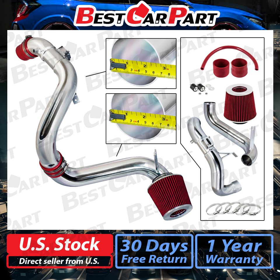 Red Cold Air Intake Filter Kit For 2012-2014 Honda Civic 1.8L L4 (EX, LX, DX) – Polished Aluminum Tube