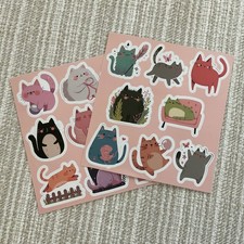 17 Cozy Cat Stickers 1.75 Cartoon Kitten Waterproof Decals