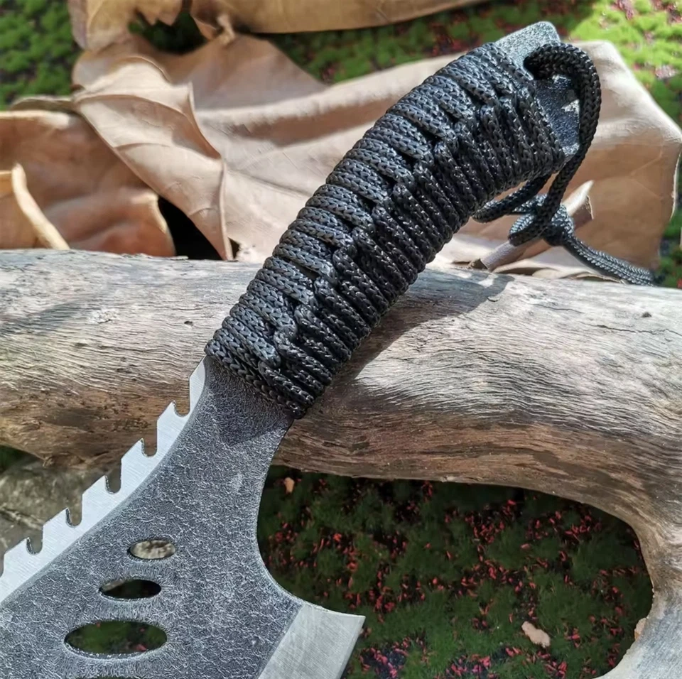 Hacha de caza hecha a mano de hoja de acero al carbono hacha de camping Foto 3 de 4
