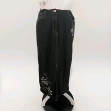 Women's Jean Skirt Size 10 Vintage Marsh Landing Long Denim Slit Embroidered Y2K