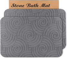 2 Pack Stone Bath Mat Diatomaceous Earth Shower Mat Non-Slip Super Absorbent
