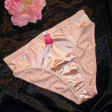 Vintage NOS Jennifer Intimates Second Skin Satin Peach Bikini Panties L/XL