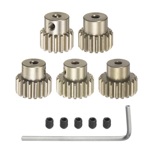 QUARKZMAN Lot De 5 Pignons Moteur RC 32DP (Module 0.8) Aluminium 7075 Trempé – 16T 17T 18T 19T 20T – Axe 3,175 Mm – Or – Idéal Voiture 1/10