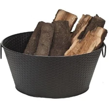 Dagan 1530 Basket Weave Design Waterproof Log Bucket  Black