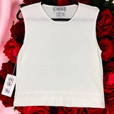 Carlisle Collection Women’s XL White Knit Tank Top Sleeveless Pullover Sweater 