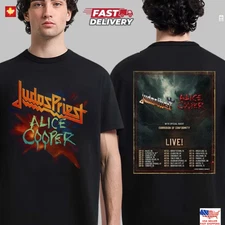 Judas Priest And Alice Cooper North American Tour Date 2025 2 Sided T-Shirt