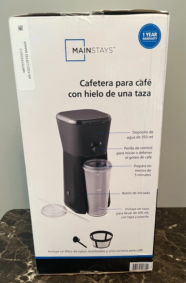 Mainstays MS54100125661 Single Serve Iced Coffee Maker w/ Tumbler, Lid, & Straw - Image 3 of 4