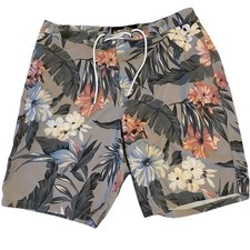 Abercrombie  Fitch Swim Trunks Board Shorts W33 Stretch Tropical Jungle Print