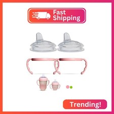 Sippy Spout Nipples with Bottle Handles for Comotomo Baby Bottles 2-Pack, Soft F