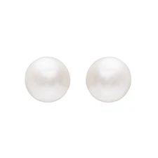 Finecraft 9mm White Freshwater Pearl Stud Earrings in 14K Yellow Gold