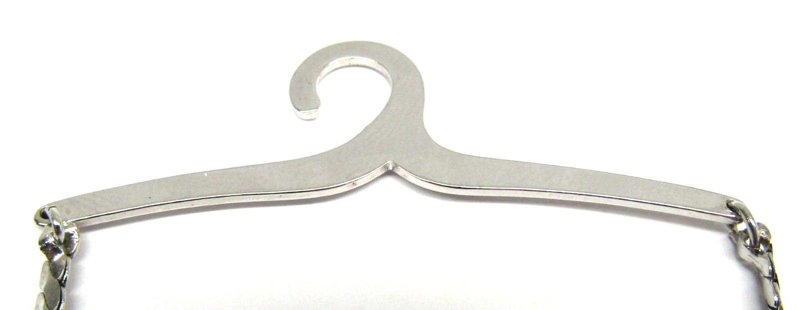 Silver Collar Bar Flat Chain Hook Button 2" in. Men Vintage Formal Tie Accessory