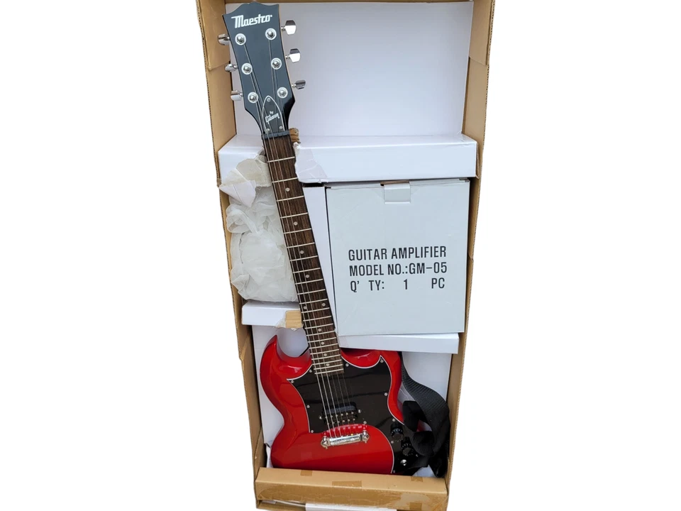 Gibson Maestro Guitar Electric Wood Red 6 String Guitar with Amp and Box - Image 2 of 4