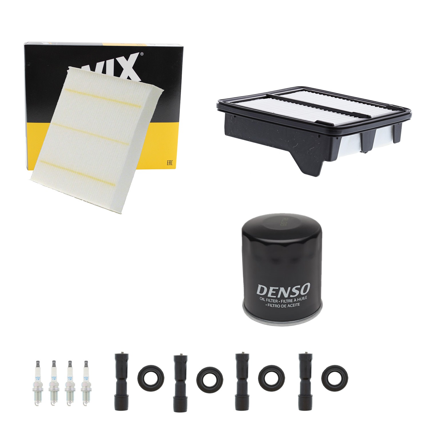 Denso Tune Up Kit NGK 4 Spark Plugs and Boots Kit for Fit 1.5 L4 L15A7 Hatchback