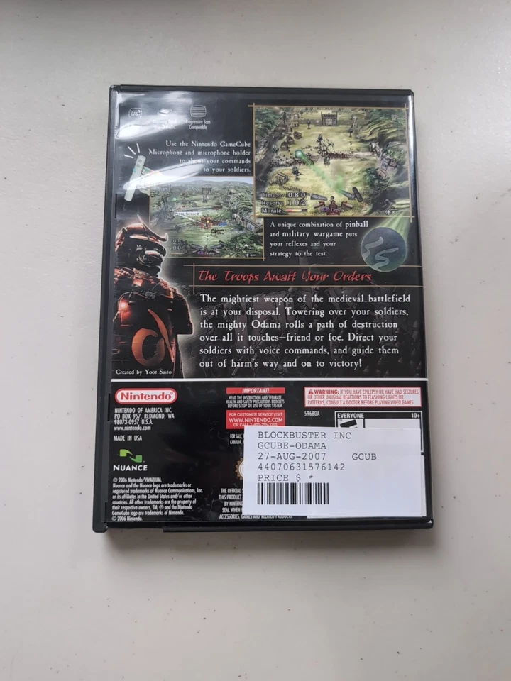 Disco de jogo Nintendo Gamecube ODAMA com estojo de transporte/armazenamento MAS SEM MANUAL DO JOGADOR - Imagem 2 de 4