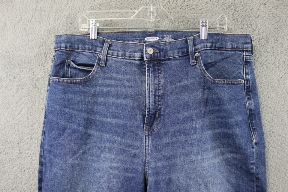 Old Navy The Sky-Hi Blue Jeans Extra High Rise Straight Leg Womens 18 Stretch - Image 2 of 4