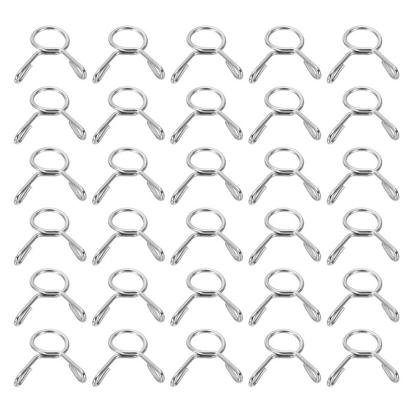 30 StüCk Kraftstoffschlauch-Clips FüR 7Mm ID 8.3Mm OD Federklemmen Silber-image