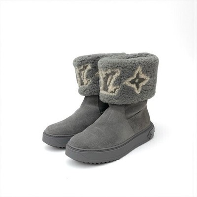 LOUIS VUITTON Snowdrop Line Shearling Boots Monogram EU35.5 US5.5 Gray NoBox
