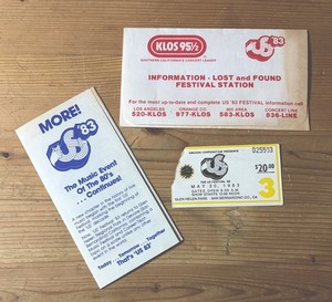 1983 US Festival Concert Ticket Stub Day 3 and Fest Program 