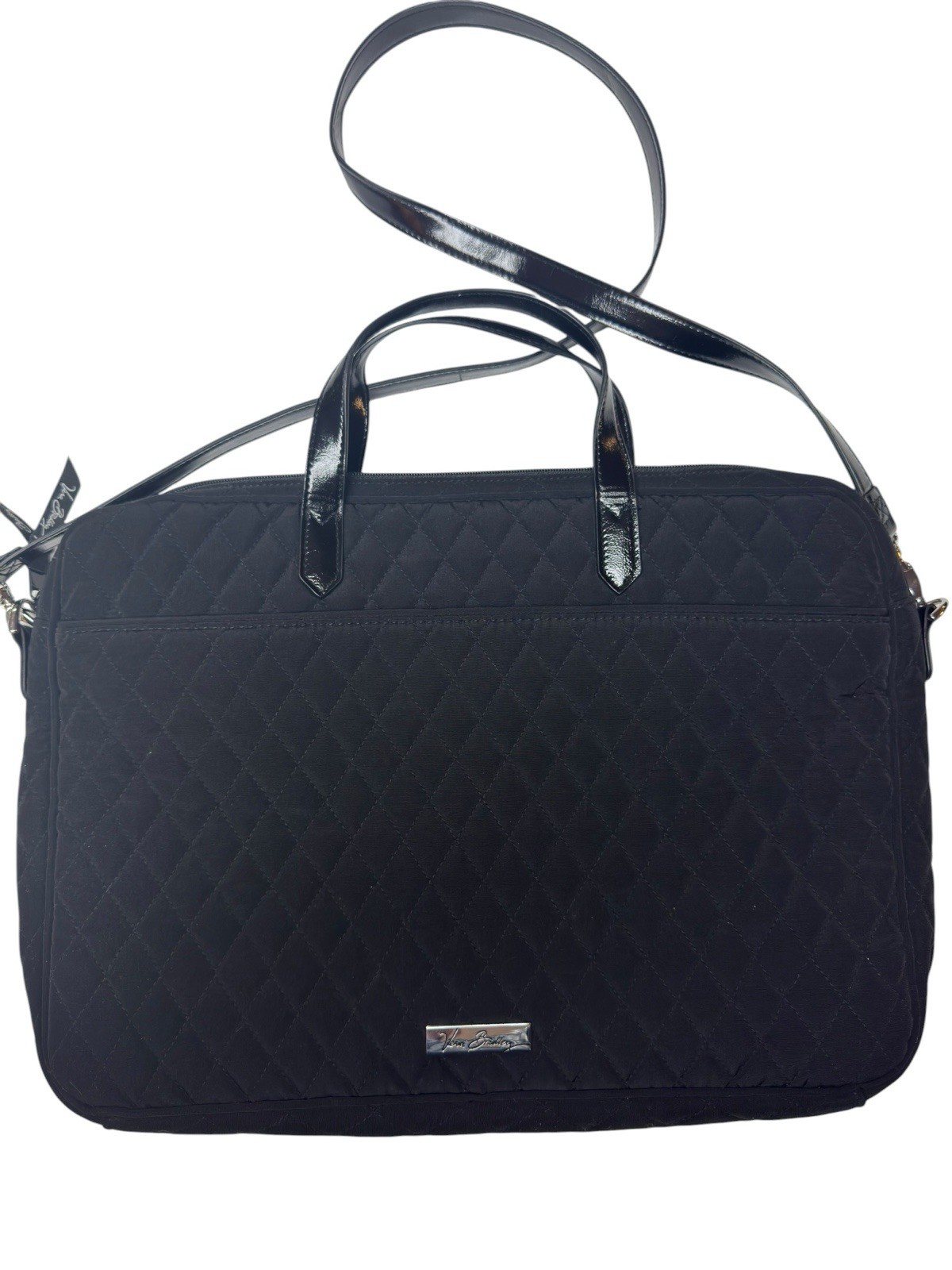 Vera Bradley Black Quilted Laptop Bag Tote Travel Work Shoulder Purse