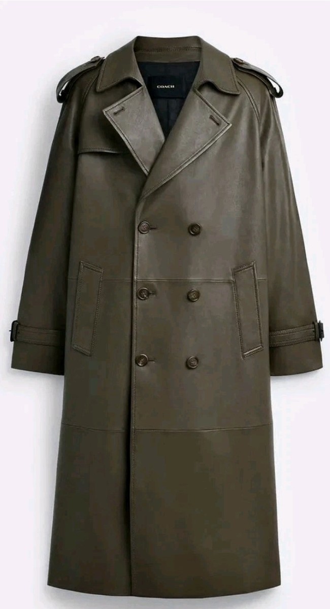 NWOT COACH Lamb Leather Trench Coat Deep Olive Green CV988 Xs | eBay