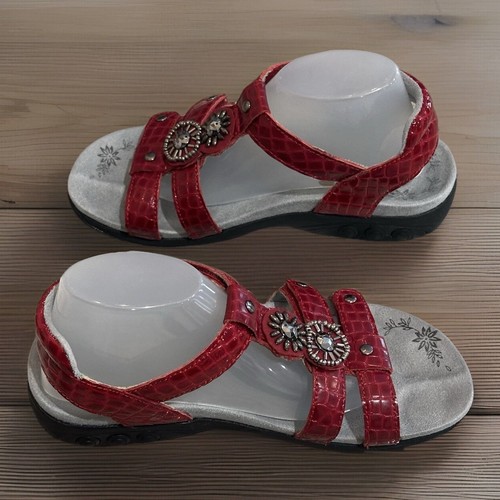 Therafit Charlotte Women's Red Patent Leather Jeweled Arch Support Sandals SZ 6 - Bild 3 von 6