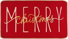 Merry Christmas doormats, red and gold winter holiday doormats  