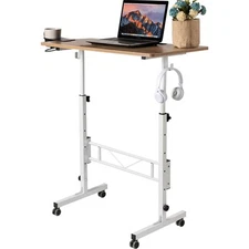 Small Standing Desk Adjustable Height, Small Mobile Stand Up Desk with Wheels...