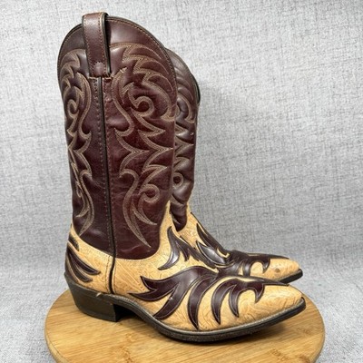 Code West Boots Mens 7.5 EE Western Cowboy Intricate Leather Inlays Embroidery
