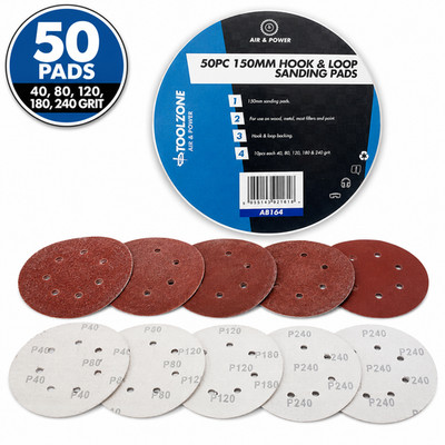 50 Stück 150 mm Haken Schleife Schleifscheiben Pads 40 80 120 180 240 Körnung Schwingschleifer