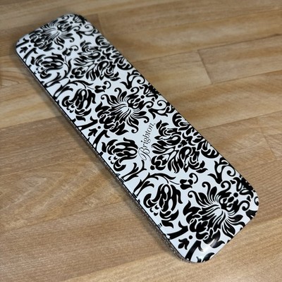 Brighton Jewelry Metal Tin Trinket Gift Box Damask Paisley Black White EMPTY