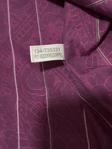 Tommy Bahama Pin Striped Purple Paisley LS Silk Blend Button Up - Men's Size 2XL - Picture 15 of 15