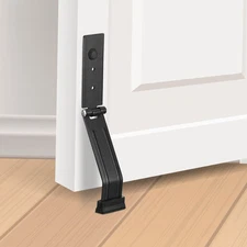 2Pcs Door Stoppers for Bottom of Door No Drilling Door Stop Door Holder Black