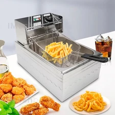 3200W 6.3QT Commercial Electric Deep Fryer Restaurant Stainless Steel Home Use