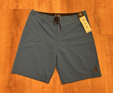NWT Hurley Men's Board Shorts Blue Size 34 20 Length Quick Dry Stretch Pockets