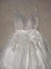 May Queen Couture USA Short Satin Tulle Lace Dress Formal Wedding Silver Grey 2