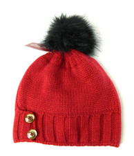 Gymboree Kids A Royal Christmas Red and Black Puff Winter Beanie Hat 2T 3T New