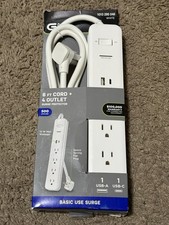 Commercial Electric 6 ft. 4-Outlet Surge Protector with 1 USB-A 1 USB-C Ports