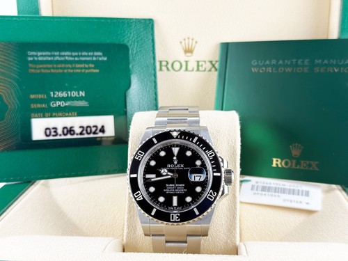 2024 Rolex Submariner 126610LN 41mm Black Ceramic Stainless Steel Box Paper